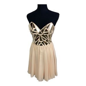 #317 OPULENCE ENGLAND Metal Bustier Cocktail Dress